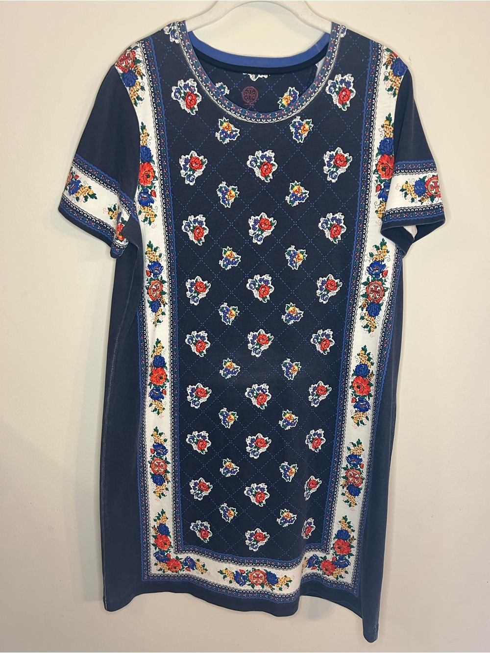 Tory Burch Navy Floral Panel Shift Dress